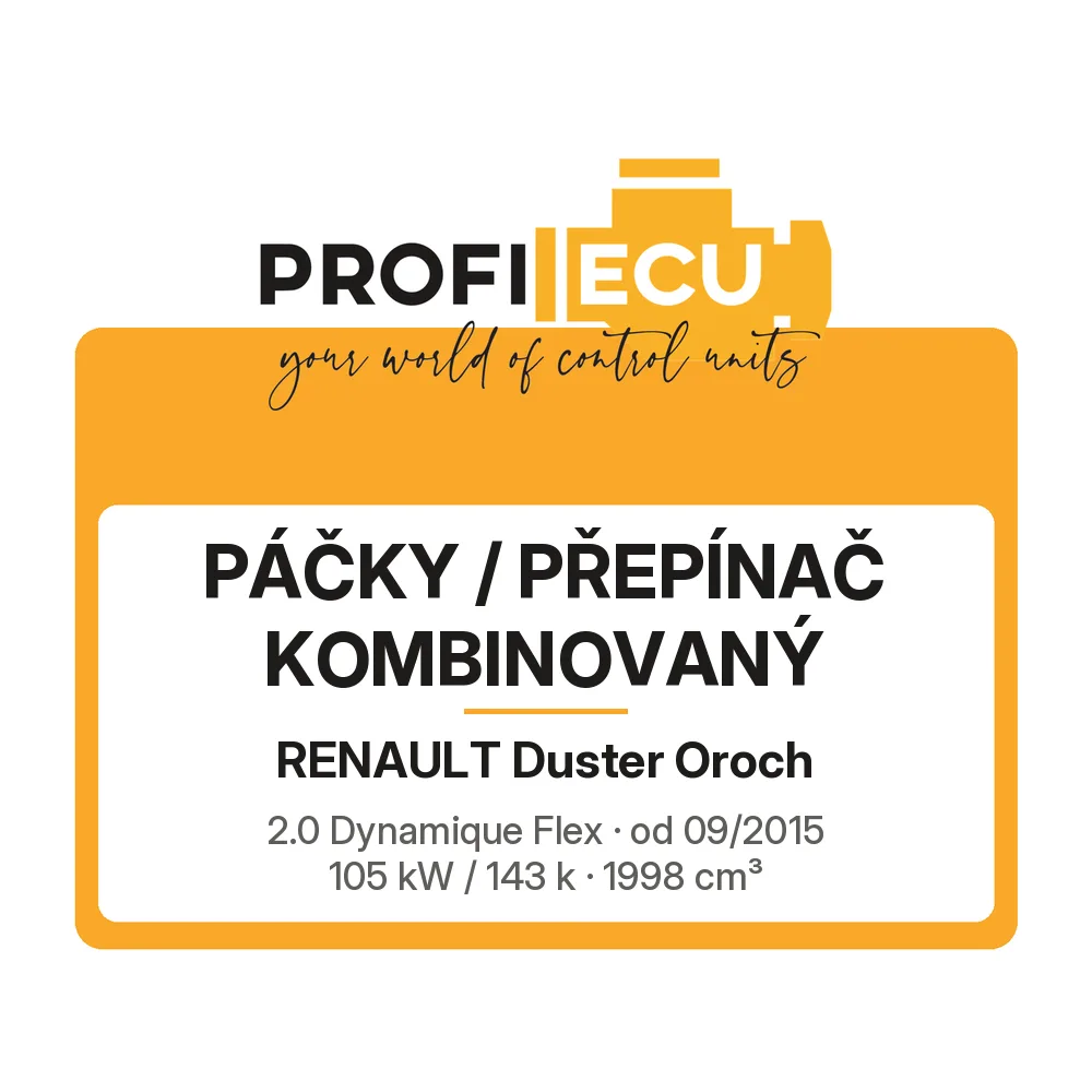 Etiketa ProfiECU: Páčky / Přepínač kombinovaný pro Renault Duster Oroch 2.0 Dynamique Flex 105 kW