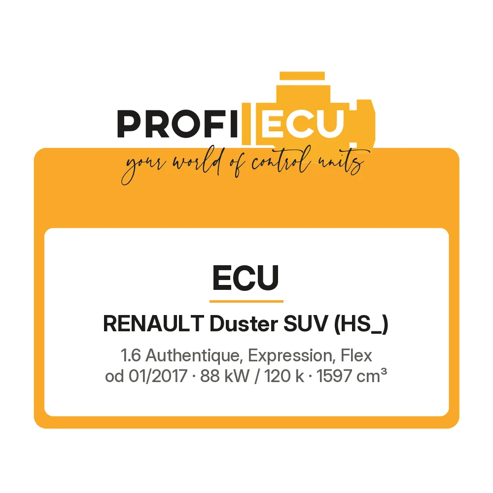 Etiketa ProfiECU: ECU pro Renault Duster SUV 1.6 Authentique, Expression, Flex 88 kW