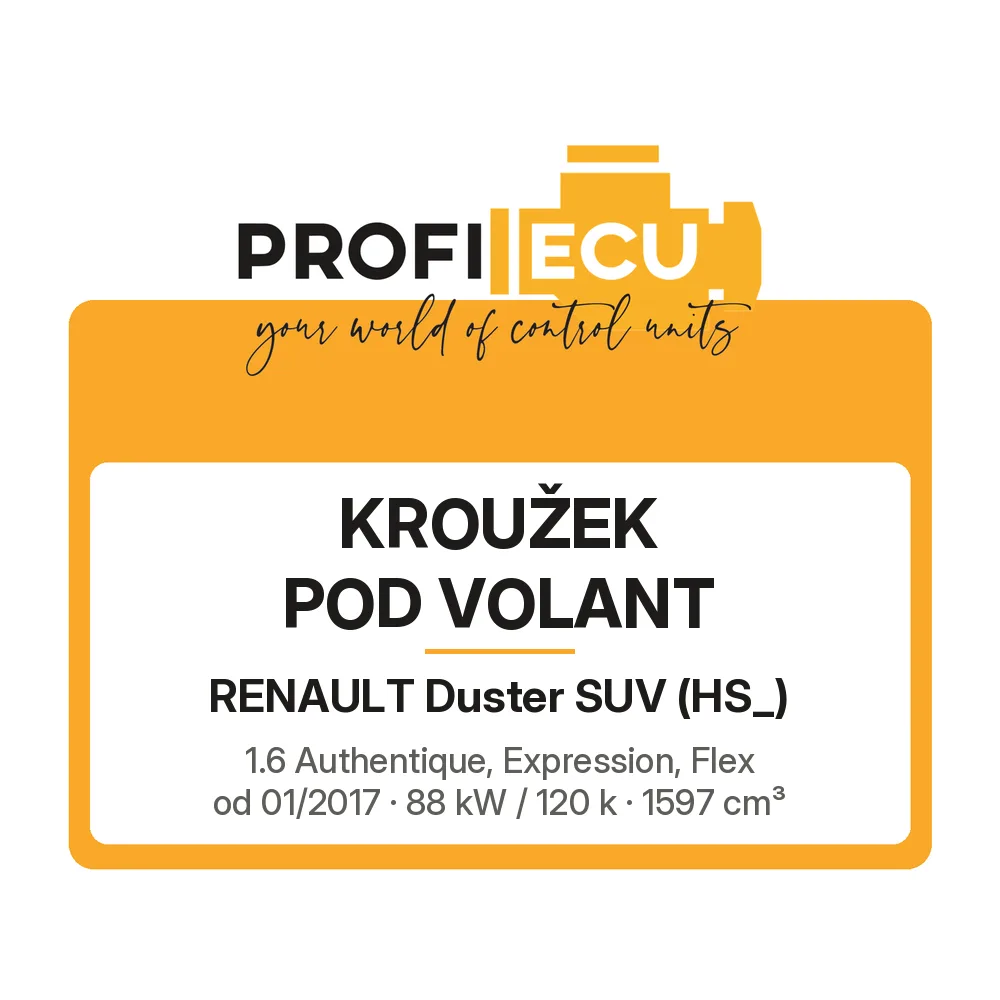 Etiketa ProfiECU: Kroužek pod volant pro Renault Duster SUV 1.6 Authentique, Expression, Flex 88 kW