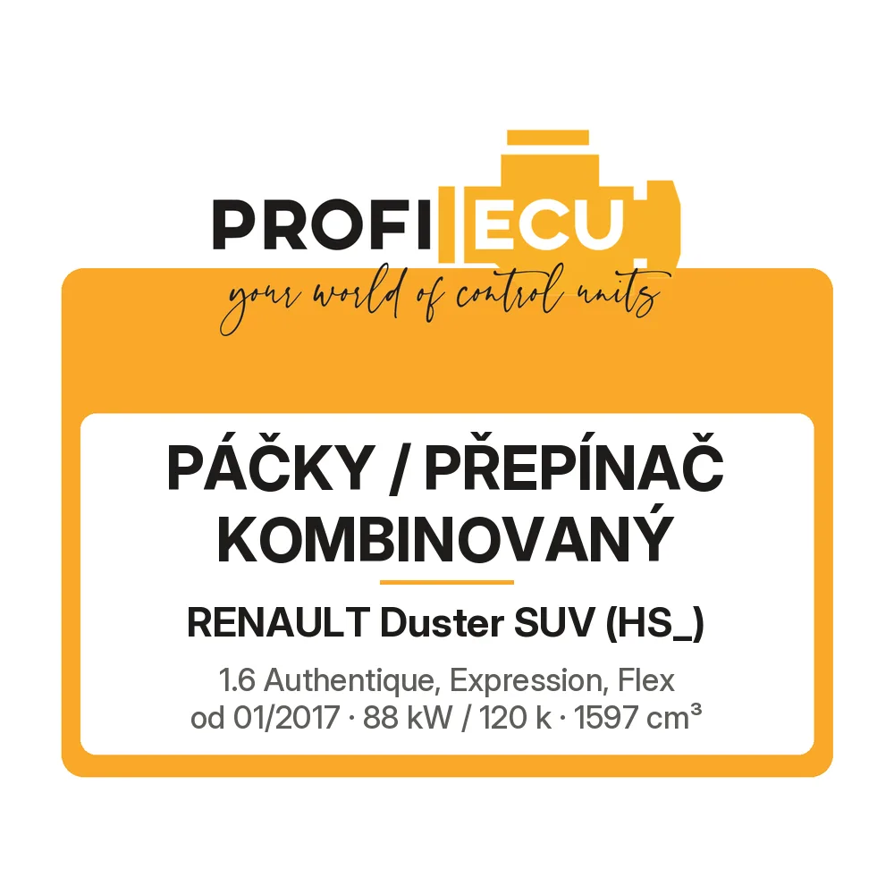 Etiketa ProfiECU: Páčky / Přepínač kombinovaný pro Renault Duster SUV 1.6 Authentique, Expression, Flex 88 kW