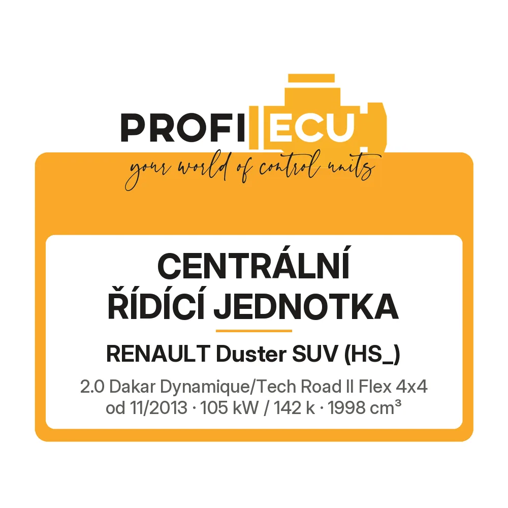 Etiketa ProfiECU: Centrální řídící jednotka pro Renault Duster SUV 2.0 Dakar Dynamique/Tech Road II Flex 4x4 105 kW
