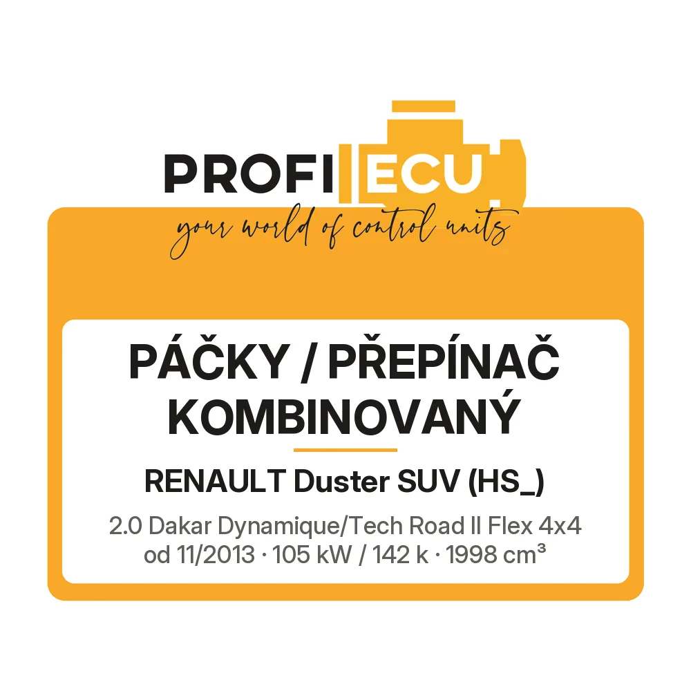 Etiketa ProfiECU: Páčky / Přepínač kombinovaný pro Renault Duster SUV 2.0 Dakar Dynamique/Tech Road II Flex 4x4 105 kW