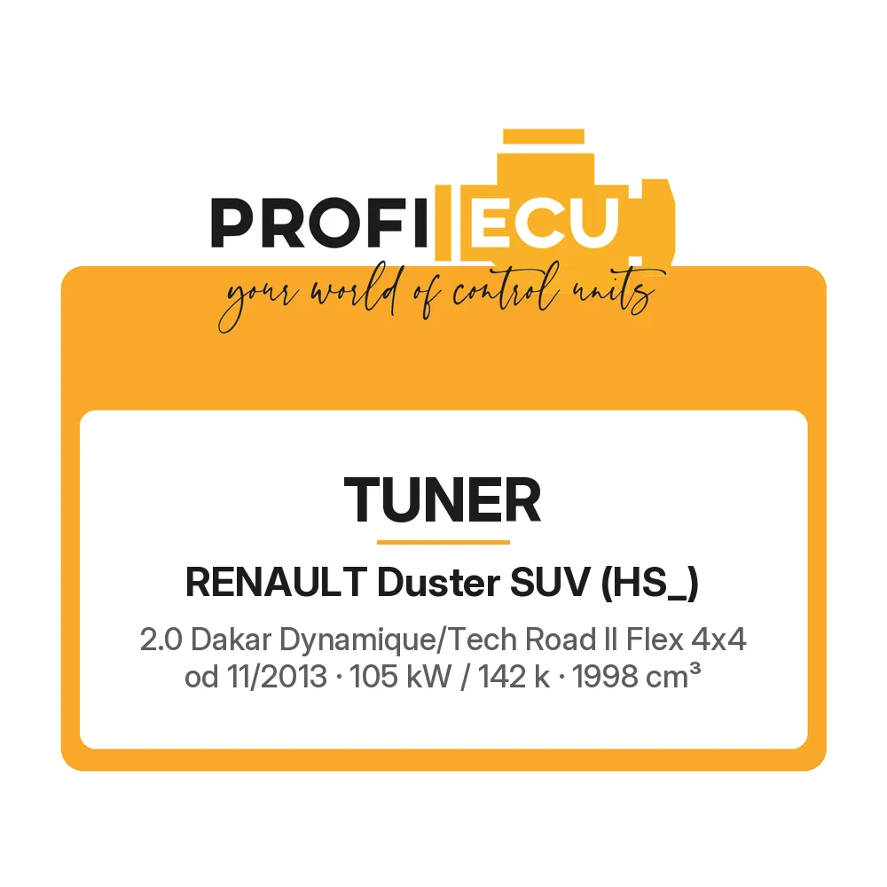 Etiketa ProfiECU: Tuner pro Renault Duster SUV 2.0 Dakar Dynamique/Tech Road II Flex 4x4 105 kW