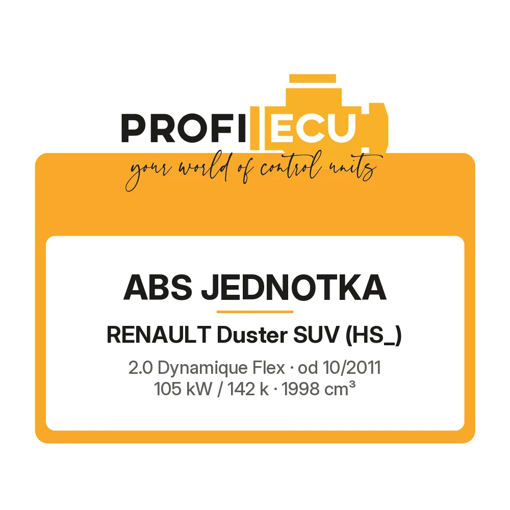 Etiketa ProfiECU: ABS jednotka pro Renault Duster SUV 2.0 Dynamique Flex 105 kW