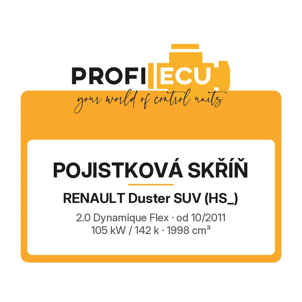 Etiketa ProfiECU: Pojistková skříň pro Renault Duster SUV 2.0 Dynamique Flex 105 kW