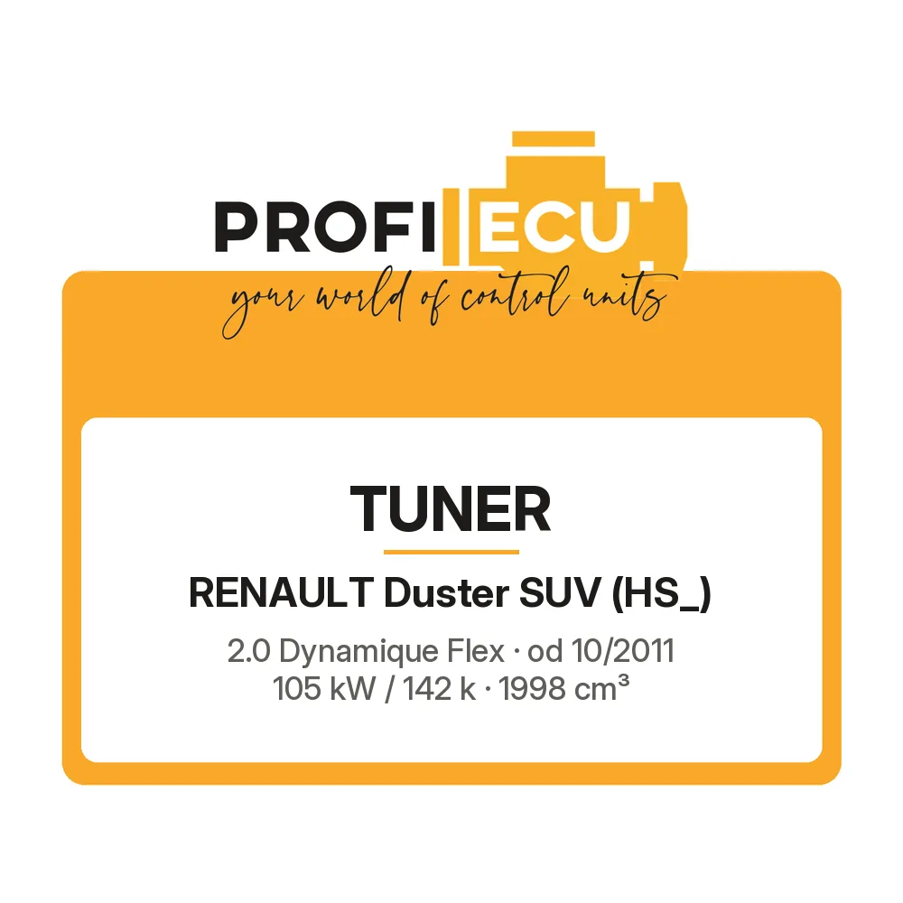 Etiketa ProfiECU: Tuner pro Renault Duster SUV 2.0 Dynamique Flex 105 kW