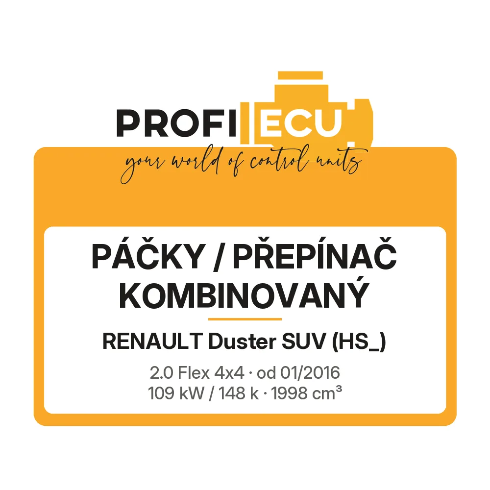 Etiketa ProfiECU: Páčky / Přepínač kombinovaný pro Renault Duster SUV 2.0 Flex 4x4 109 kW