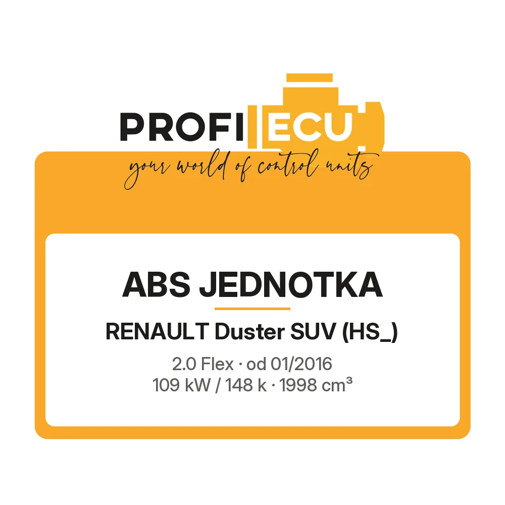 Etiketa ProfiECU: ABS jednotka pro Renault Duster SUV 2.0 Flex 109 kW