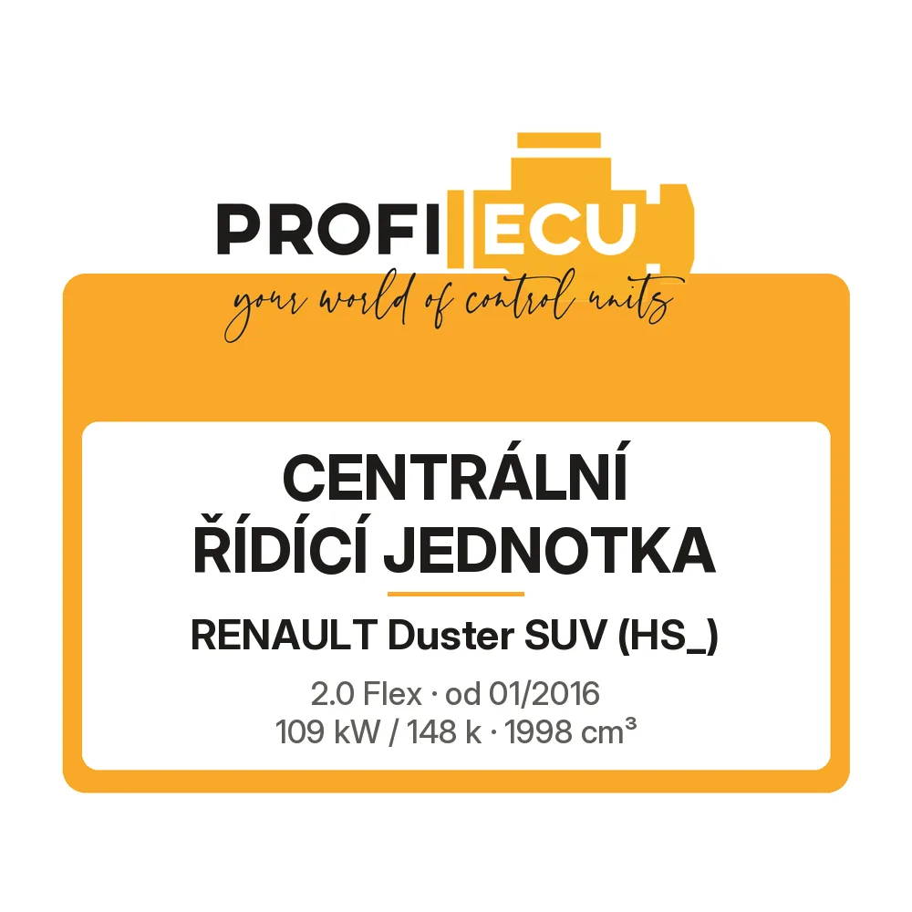 Etiketa ProfiECU: Centrální řídící jednotka pro Renault Duster SUV 2.0 Flex 109 kW