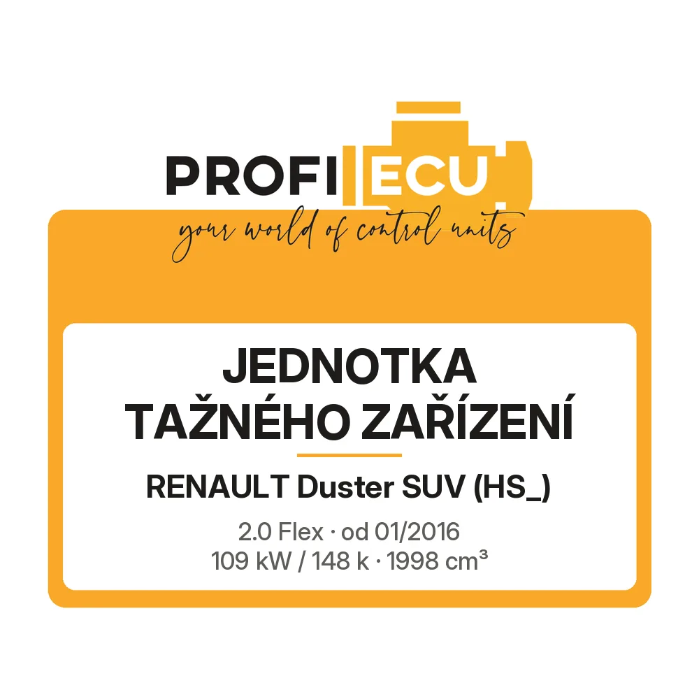 Etiketa ProfiECU: jednotka tažného zařízení pro Renault Duster SUV 2.0 Flex 109 kW