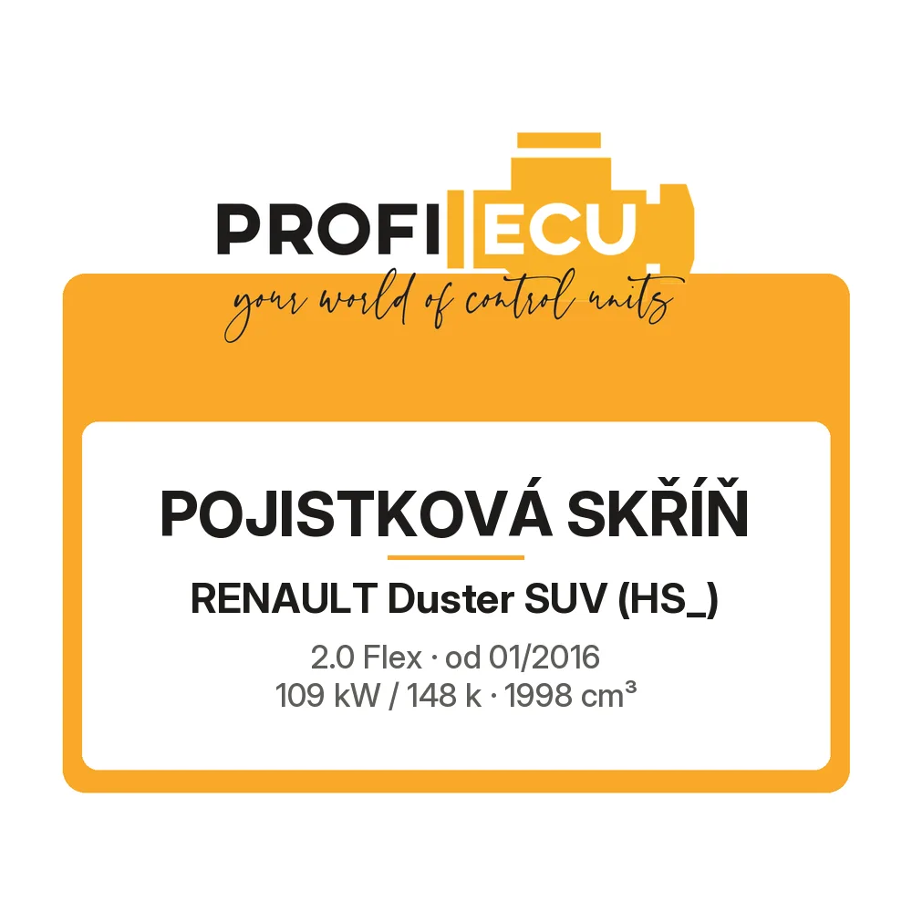 Etiketa ProfiECU: Pojistková skříň pro Renault Duster SUV 2.0 Flex 109 kW
