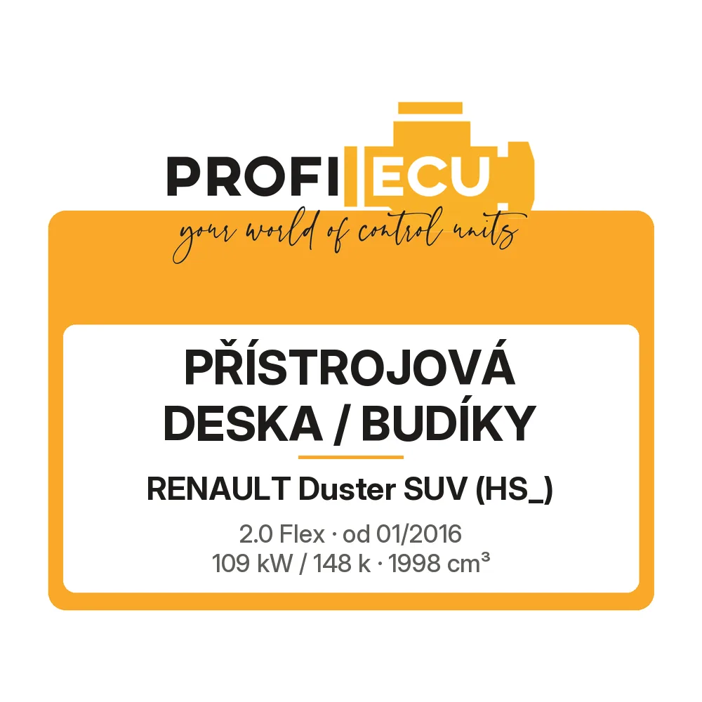 Etiketa ProfiECU: Přístrojová deska / Budíky pro Renault Duster SUV 2.0 Flex 109 kW