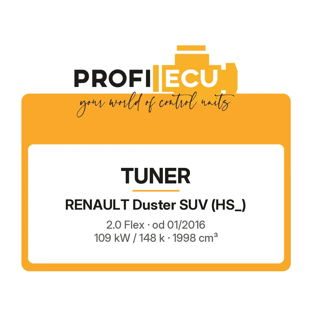 Etiketa ProfiECU: Tuner pro Renault Duster SUV 2.0 Flex 109 kW