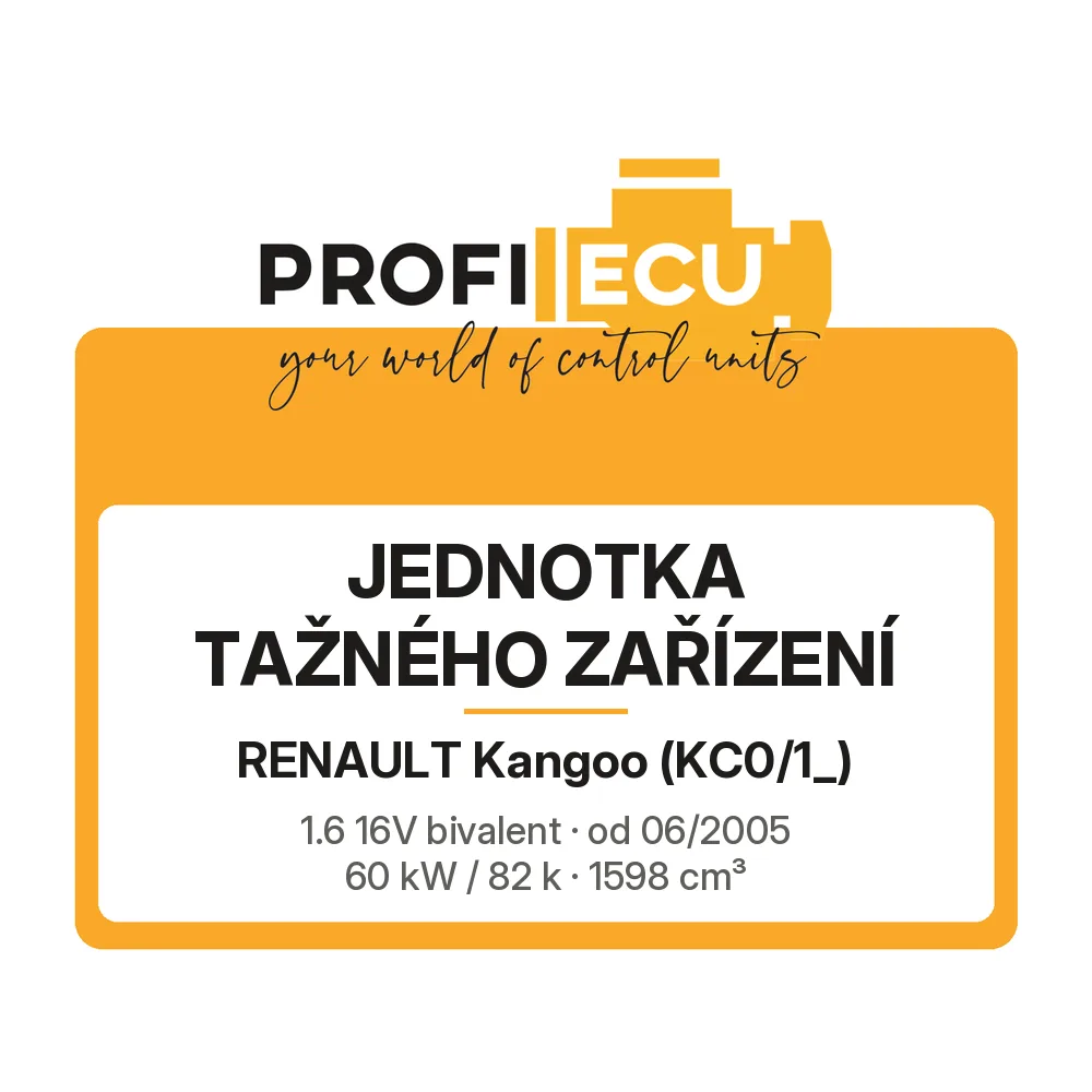 Etiketa ProfiECU: jednotka tažného zařízení pro Renault Kangoo 1.6 16V bivalent 60 kW