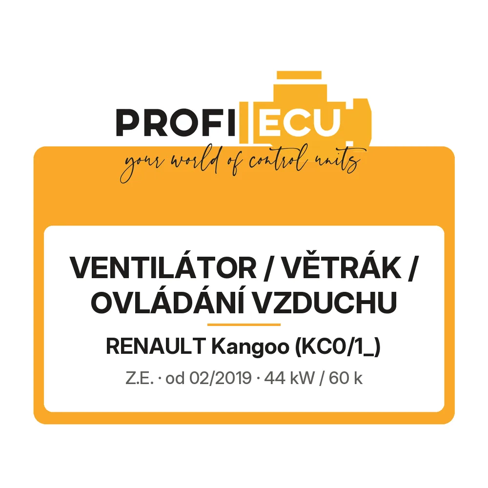 Etiketa ProfiECU: Ventilátor / větrák / ovládání vzduchu pro Renault Kangoo Z.E.