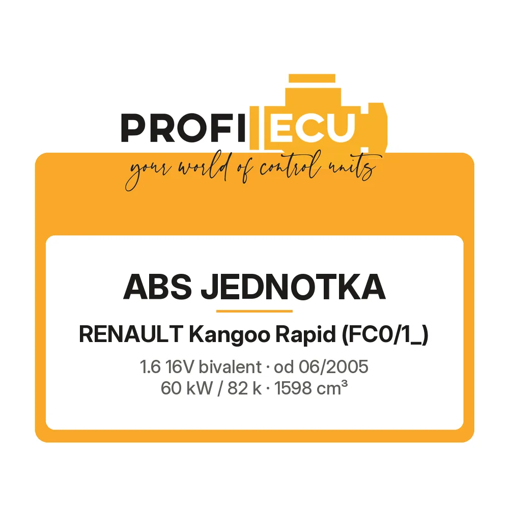 Etiketa ProfiECU: ABS jednotka pro Renault Kangoo Rapid 1.6 16V bivalent 60 kW
