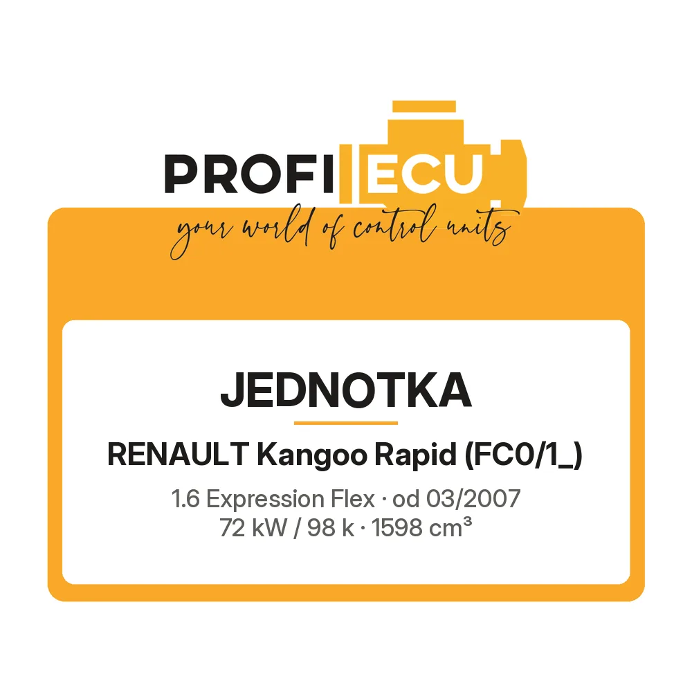 Etiketa ProfiECU: Jednotka pro Renault Kangoo Rapid 1.6 Expression Flex 72 kW