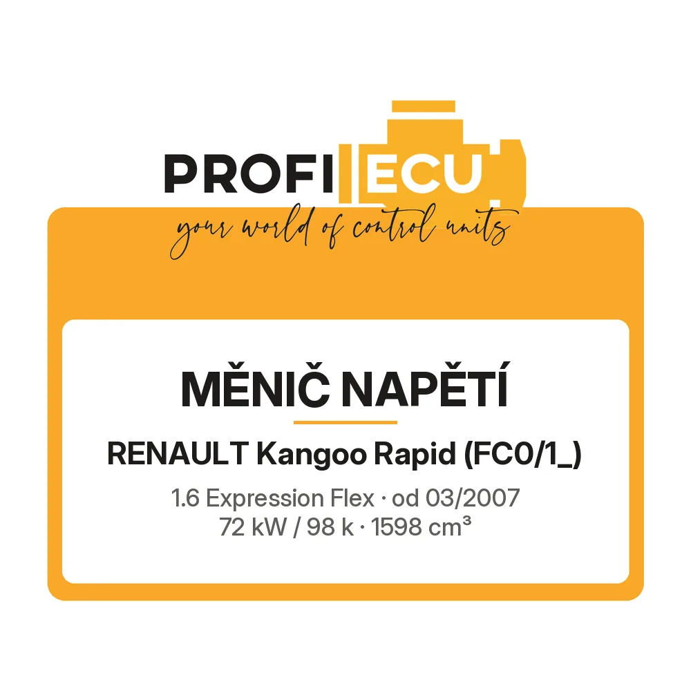 Etiketa ProfiECU: Měnič napětí pro Renault Kangoo Rapid 1.6 Expression Flex 72 kW