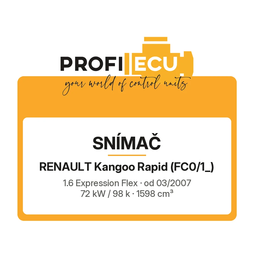 Etiketa ProfiECU: Snímač pro Renault Kangoo Rapid 1.6 Expression Flex 72 kW