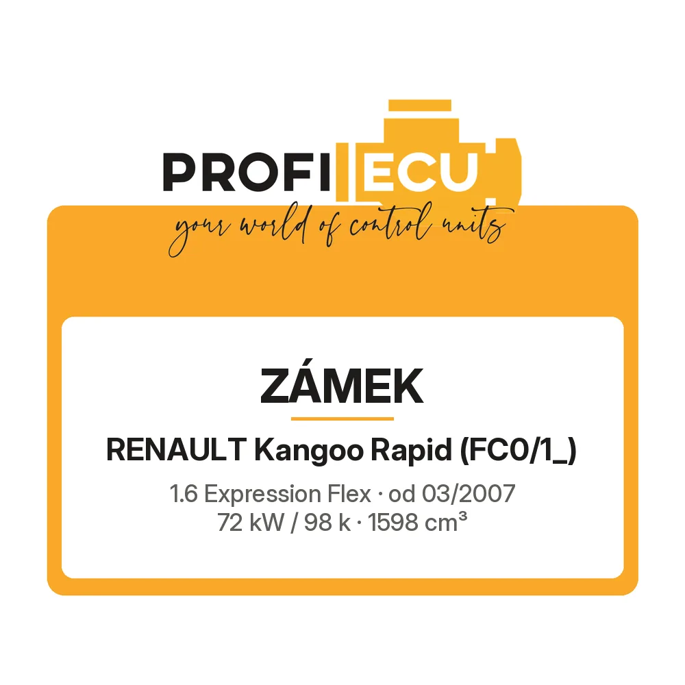 Etiketa ProfiECU: Zámek pro Renault Kangoo Rapid 1.6 Expression Flex 72 kW