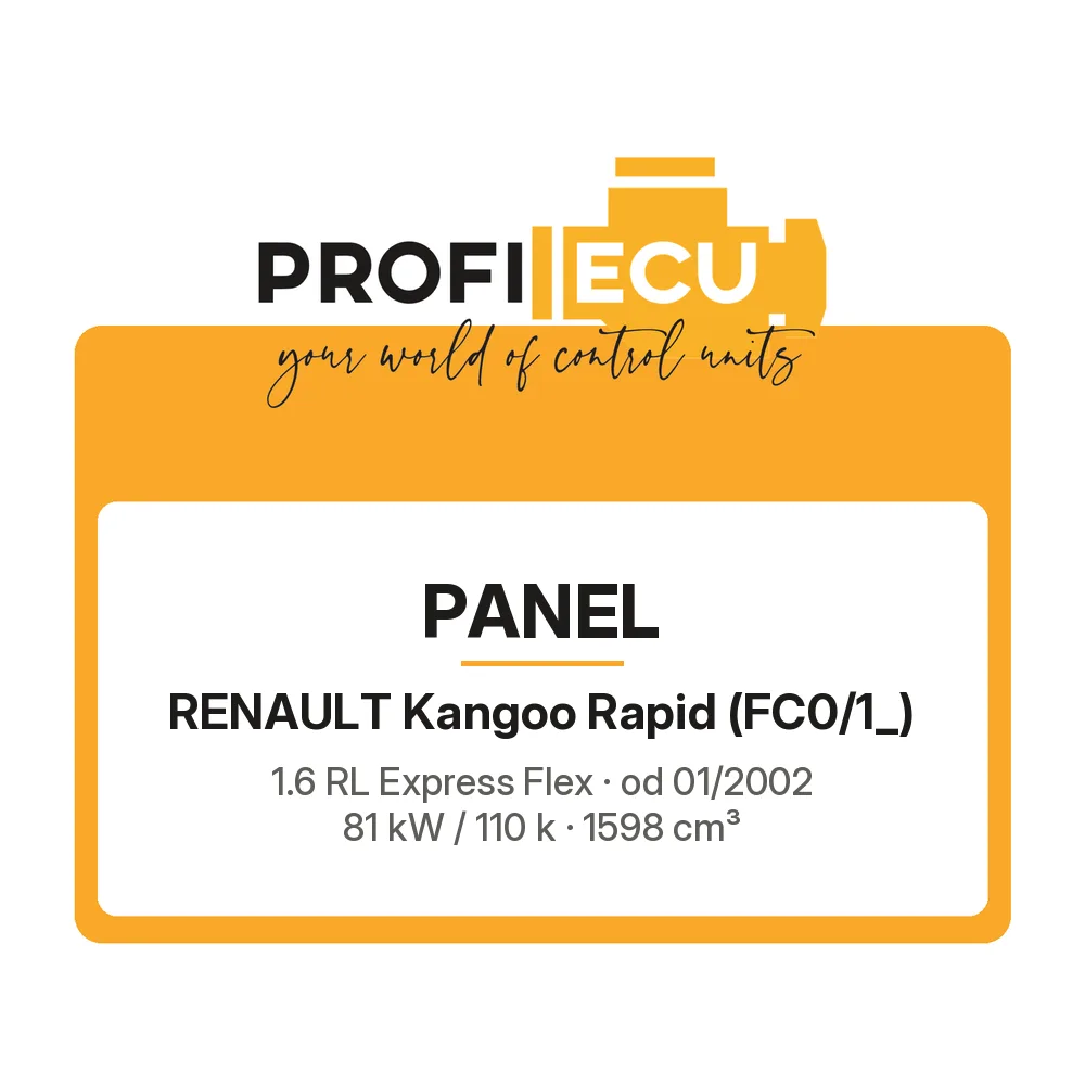 Etiketa ProfiECU: Panel pro Renault Kangoo Rapid 1.6 RL Express Flex 81 kW