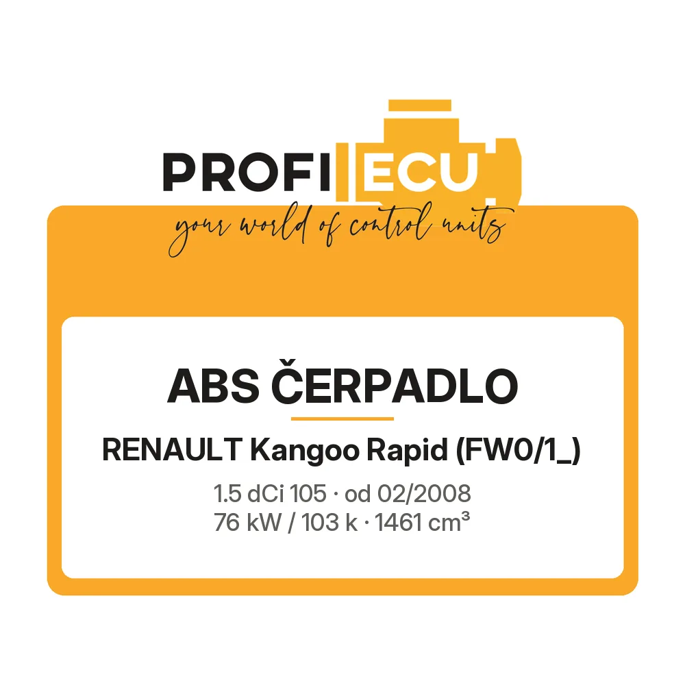 Etiketa ProfiECU: ABS čerpadlo pro Renault Kangoo Rapid 1.5 dCi 105 76 kW