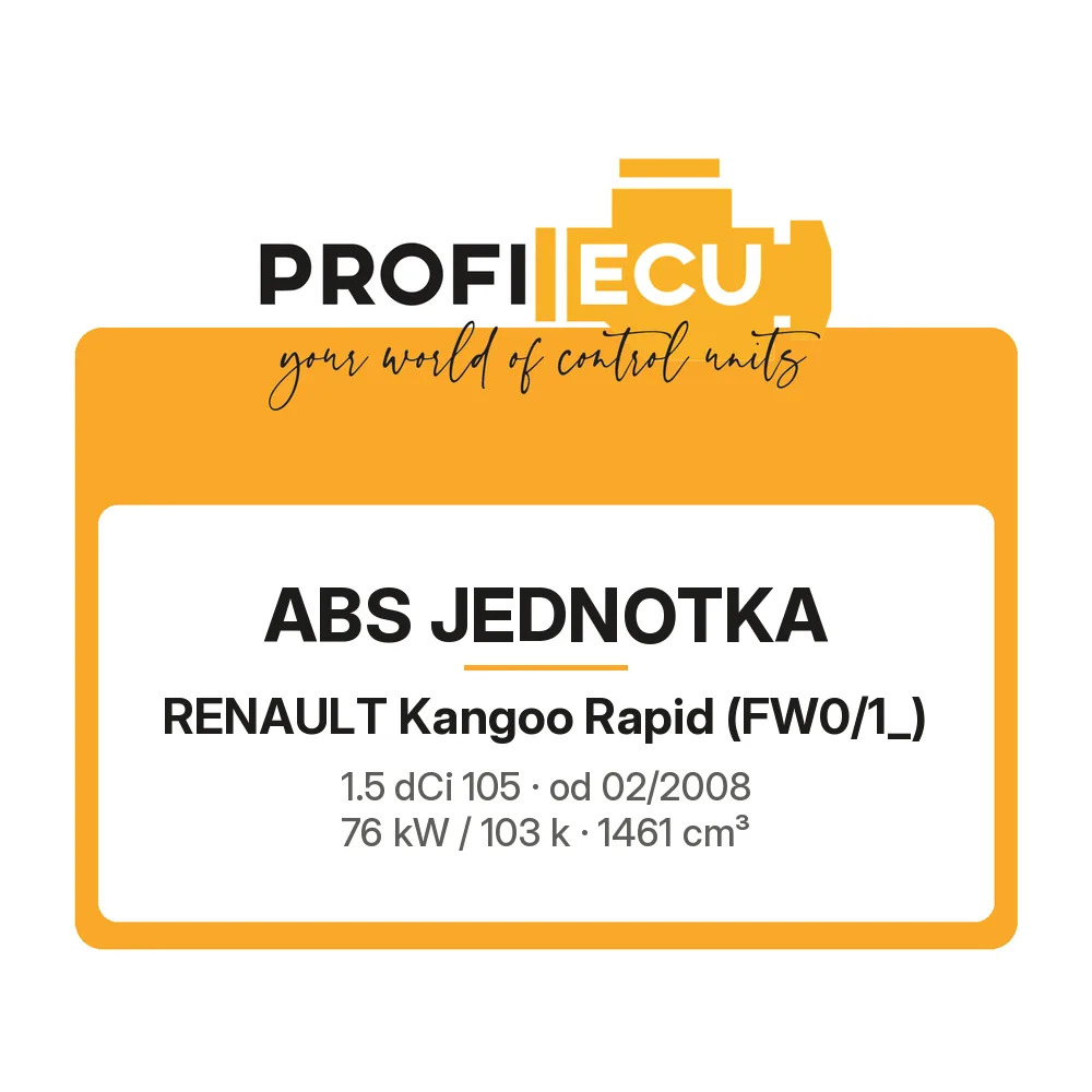 Etiketa ProfiECU: ABS jednotka pro Renault Kangoo Rapid 1.5 dCi 105 76 kW