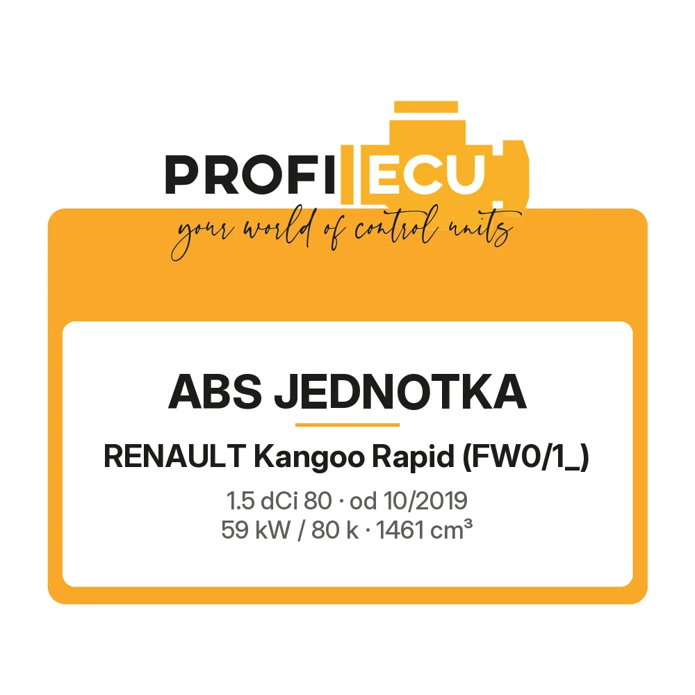 Etiketa ProfiECU: ABS jednotka pro Renault Kangoo Rapid 1.5 dCi 80 59 kW