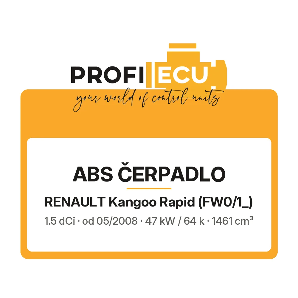 Etiketa ProfiECU: ABS čerpadlo pro Renault Kangoo Rapid 1.5 dCi 47 kW