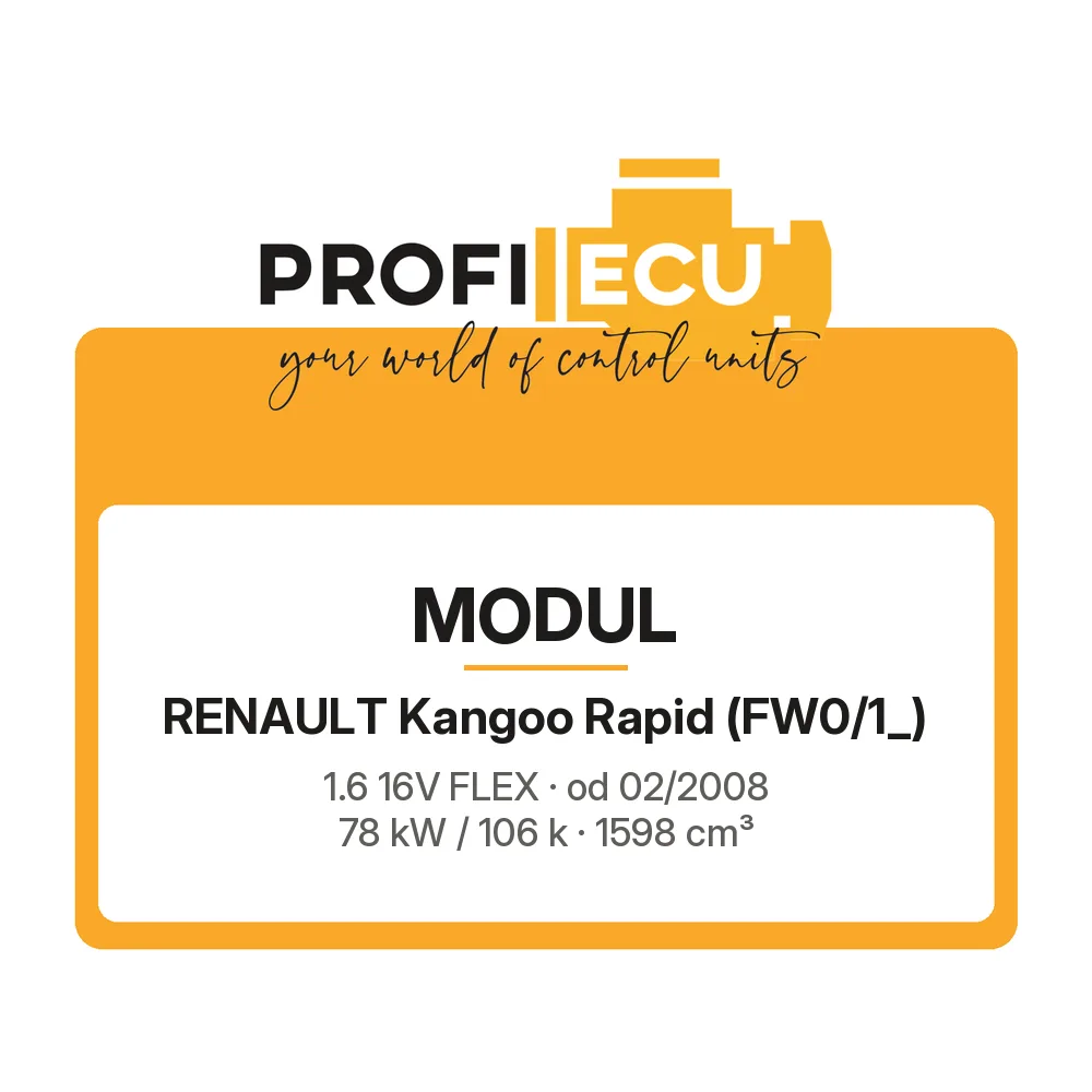 Etiketa ProfiECU: Modul pro Renault Kangoo Rapid 1.6 16V FLEX 78 kW