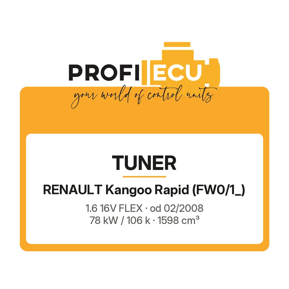 Etiketa ProfiECU: Tuner pro Renault Kangoo Rapid 1.6 16V FLEX 78 kW