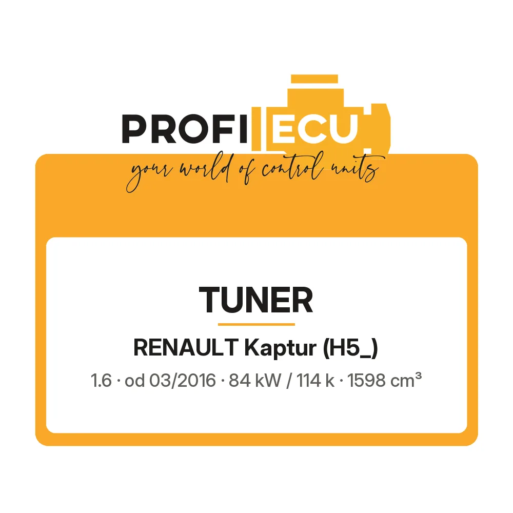 Etiketa ProfiECU: Tuner pro Renault Kaptur 1.6 84 kW