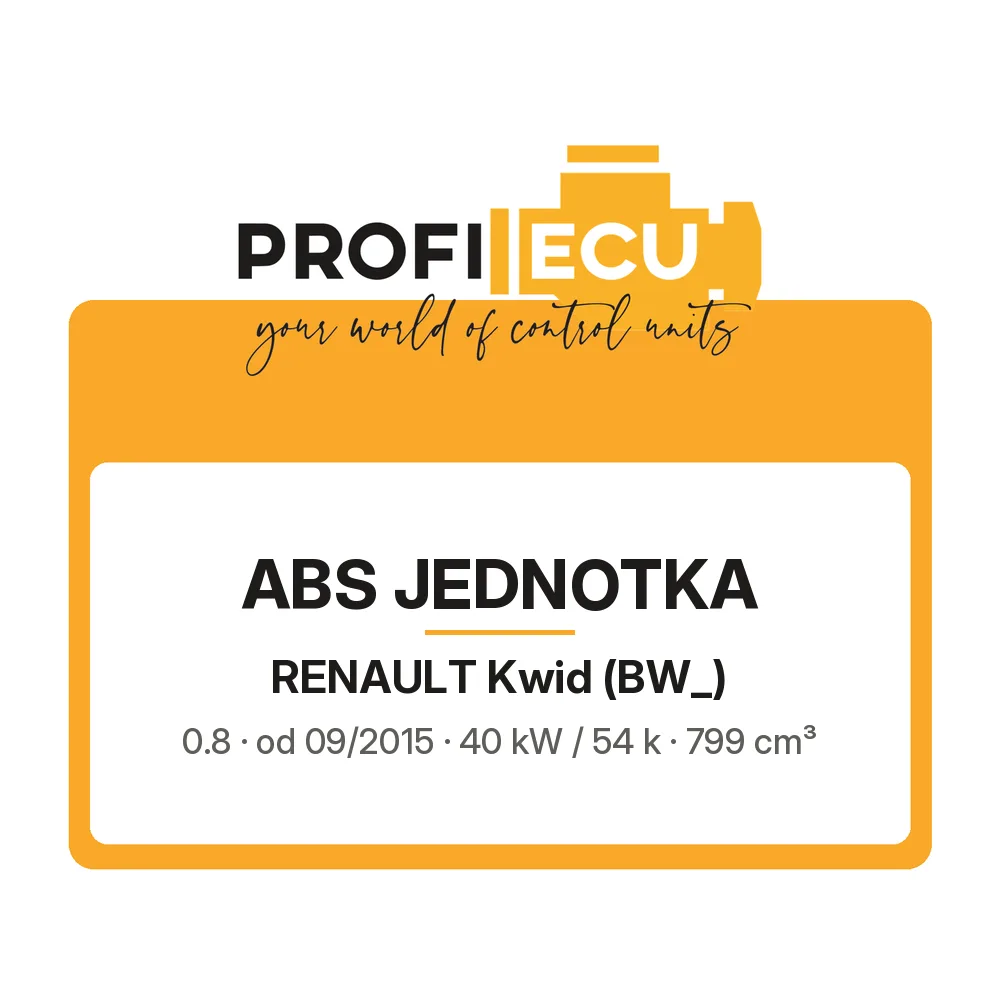 Etiketa ProfiECU: ABS jednotka pro Renault Kwid 0.8 40 kW