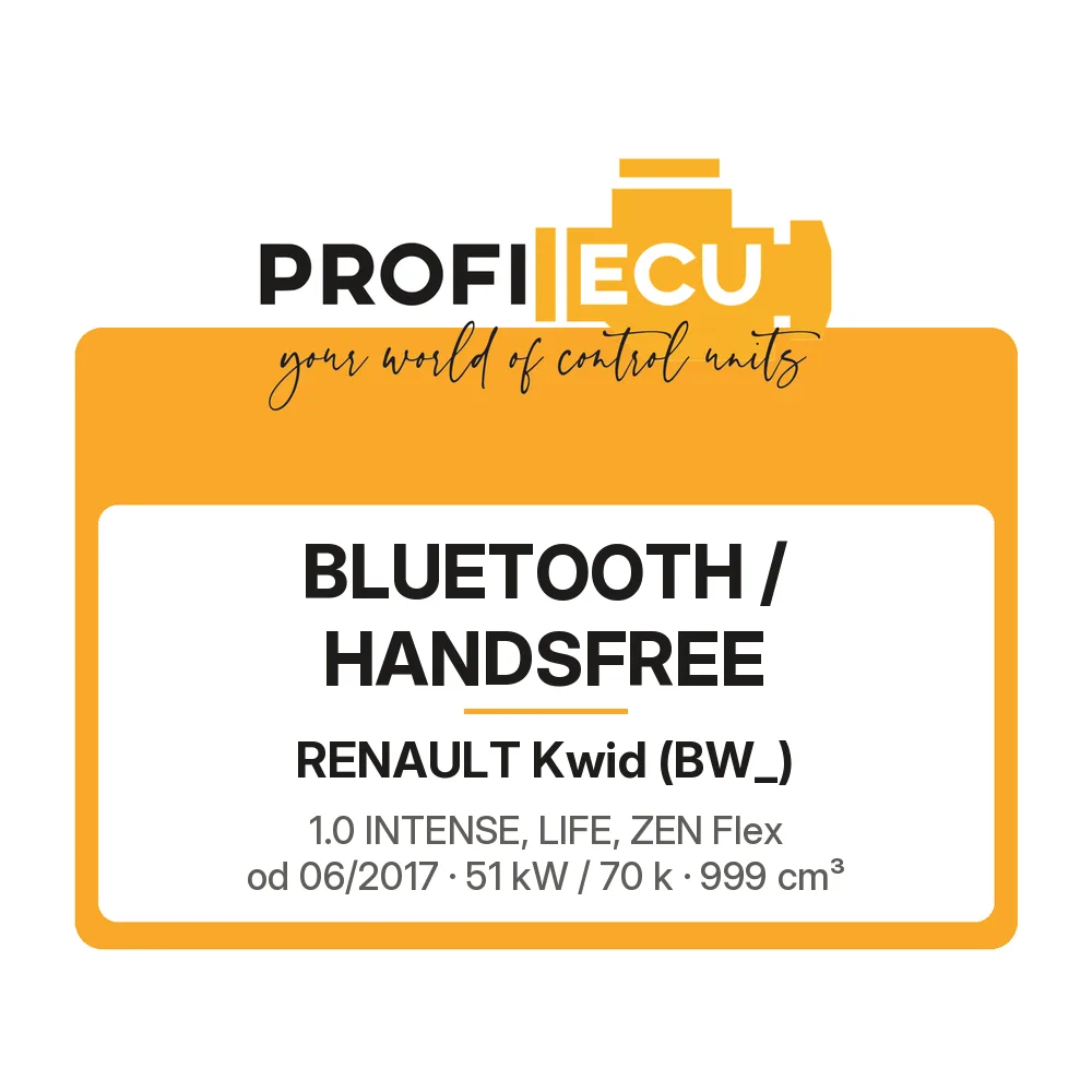 Etiketa ProfiECU: Bluetooth / Handsfree pro Renault Kwid 1.0 INTENSE, LIFE, ZEN Flex 51 kW