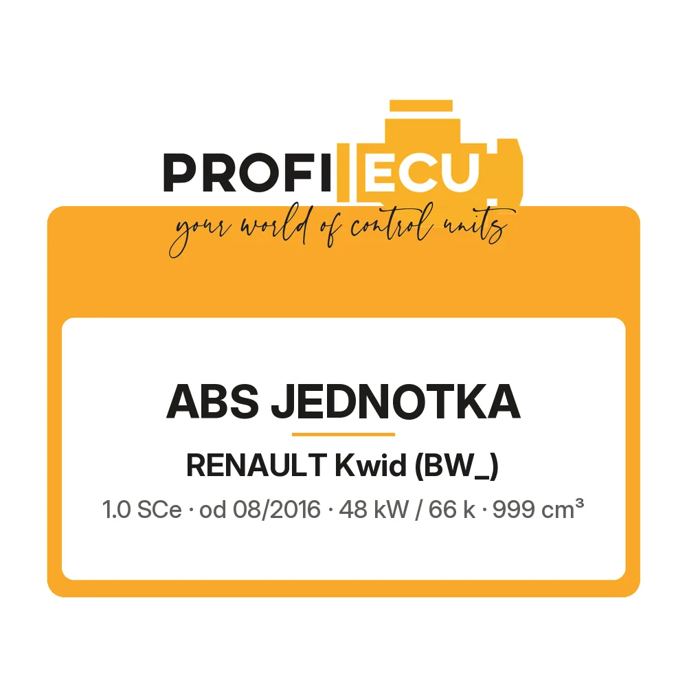 Etiketa ProfiECU: ABS jednotka pro Renault Kwid 1.0 SCe 48 kW