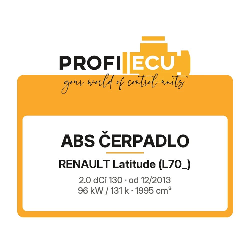 Etiketa ProfiECU: ABS čerpadlo pro Renault Latitude 2.0 dCi 130 96 kW