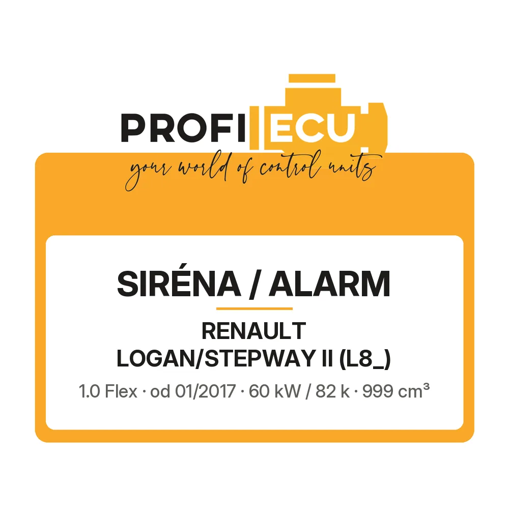 Etiketa ProfiECU: Siréna / Alarm pro Renault LOGAN/STEPWAY II 1.0 Flex 60 kW