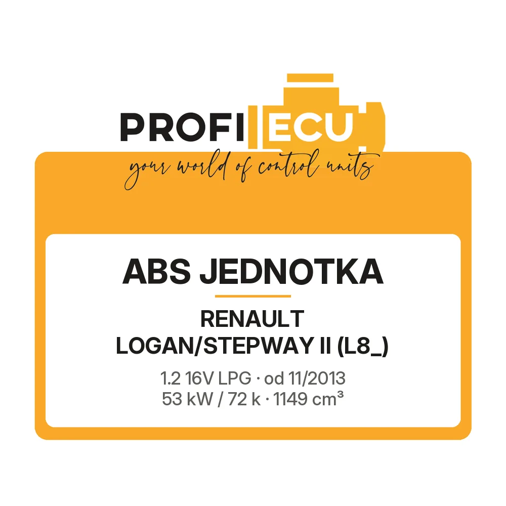 Etiketa ProfiECU: ABS jednotka pro Renault LOGAN/STEPWAY II 1.2 16V LPG 53 kW