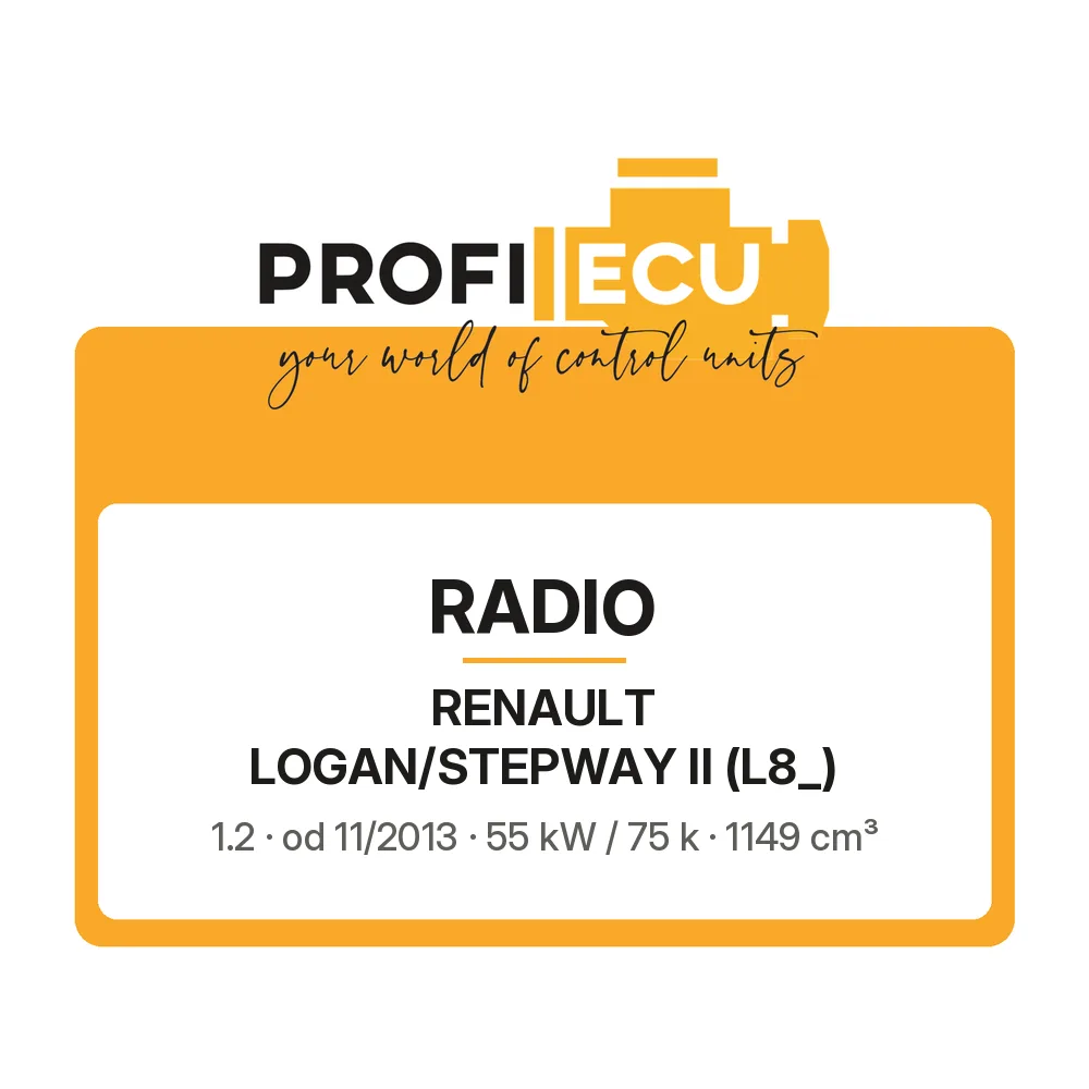 Etiketa ProfiECU: Radio pro Renault LOGAN/STEPWAY II 1.2 55 kW