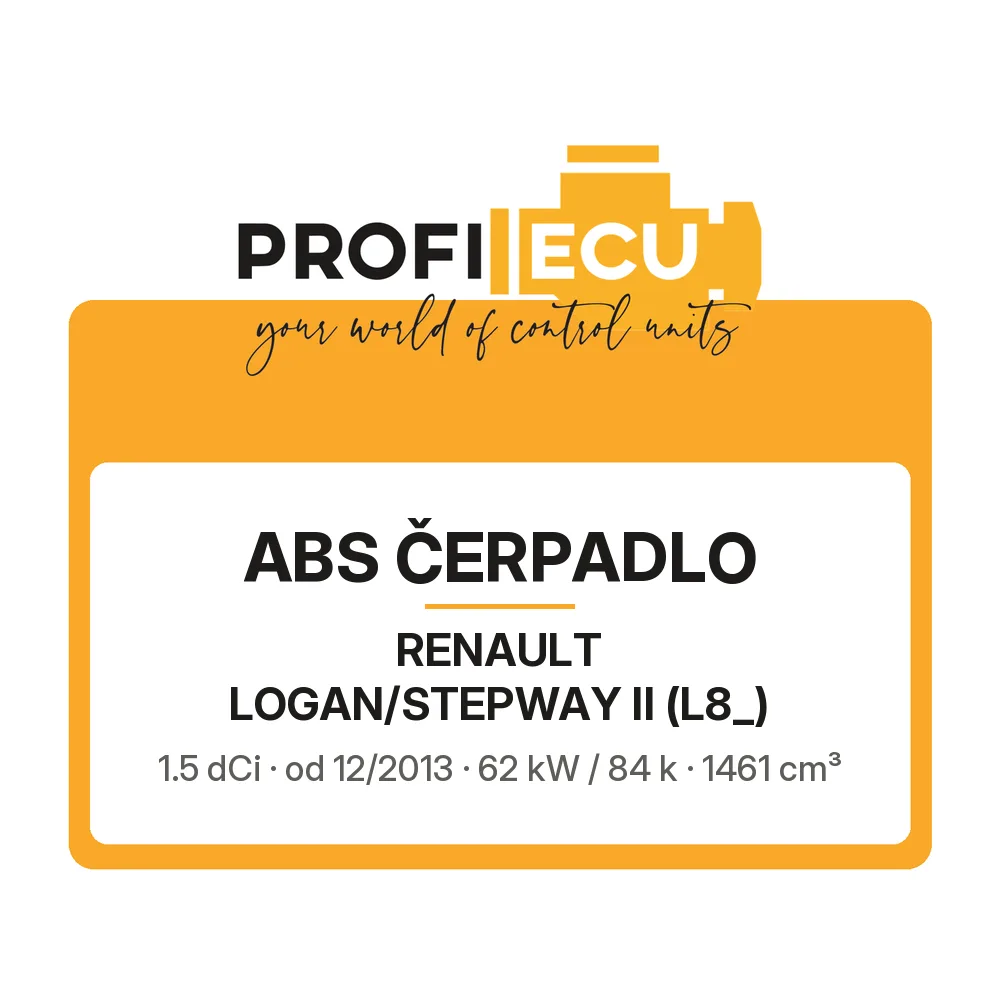 Etiketa ProfiECU: ABS čerpadlo pro Renault LOGAN/STEPWAY II 1.5 dCi 62 kW