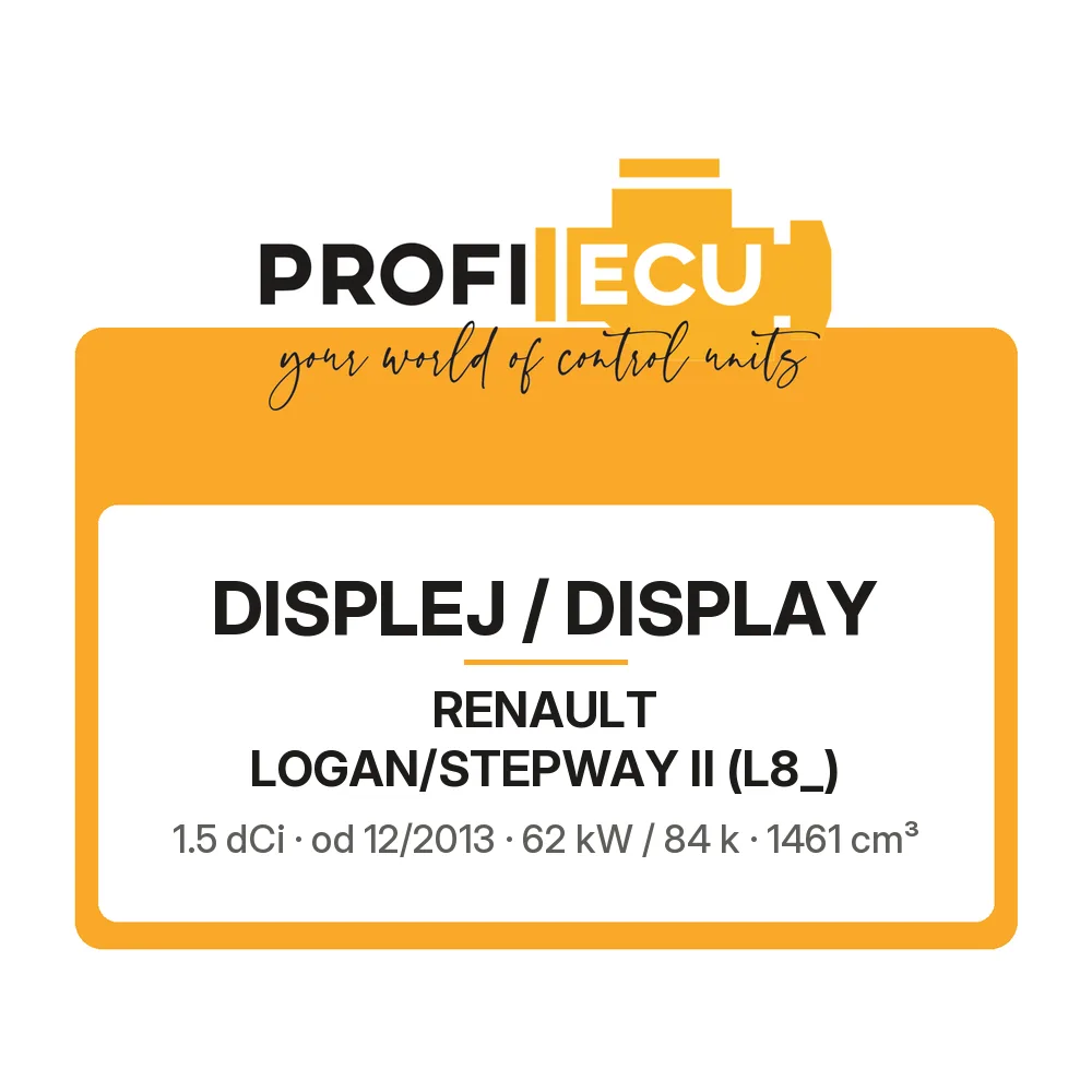 Etiketa ProfiECU: Displej / Display pro Renault LOGAN/STEPWAY II 1.5 dCi 62 kW