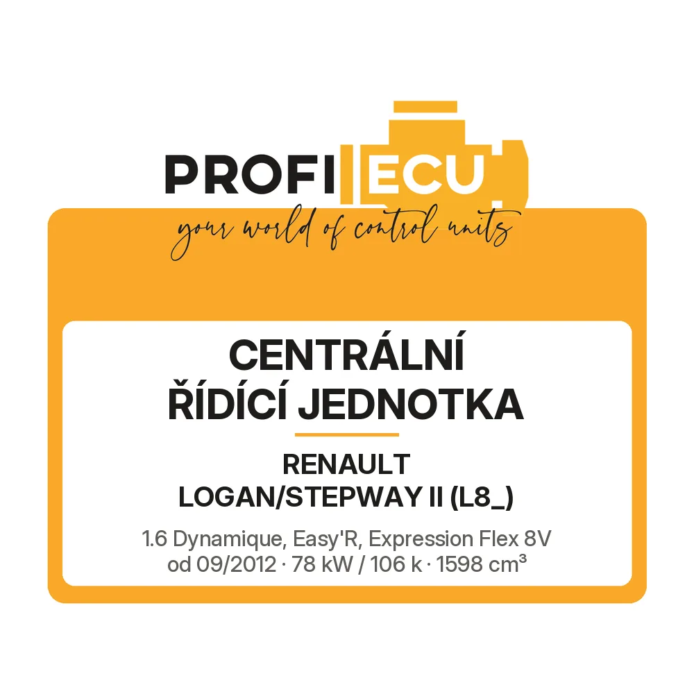 Etiketa ProfiECU: Centrální řídící jednotka pro Renault LOGAN/STEPWAY II 1.6 Dynamique, Easy'R, Expression Flex 8V 78 kW