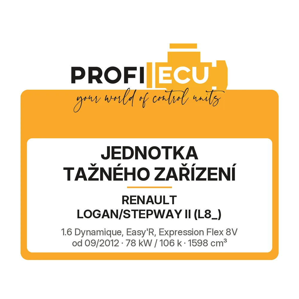 Etiketa ProfiECU: jednotka tažného zařízení pro Renault LOGAN/STEPWAY II 1.6 Dynamique, Easy'R, Expression Flex 8V 78 kW