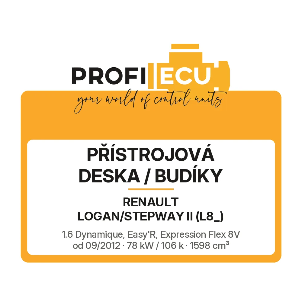 Etiketa ProfiECU: Přístrojová deska / Budíky pro Renault LOGAN/STEPWAY II 1.6 Dynamique, Easy'R, Expression Flex 8V 78 kW