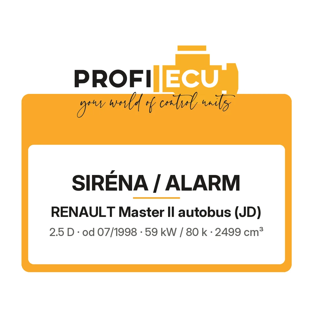 Etiketa ProfiECU: Siréna / Alarm pro Renault Master II autobus 2.5 D 59 kW
