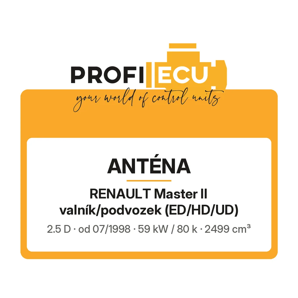 Etiketa ProfiECU: Anténa pro Renault Master II valník/podvozek 2.5 D 59 kW