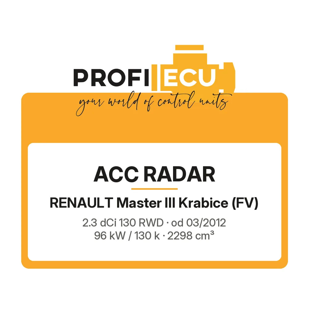 Etiketa ProfiECU: ACC Radar pro Renault Master III Krabice 2.3 dCi 130 RWD 96 kW