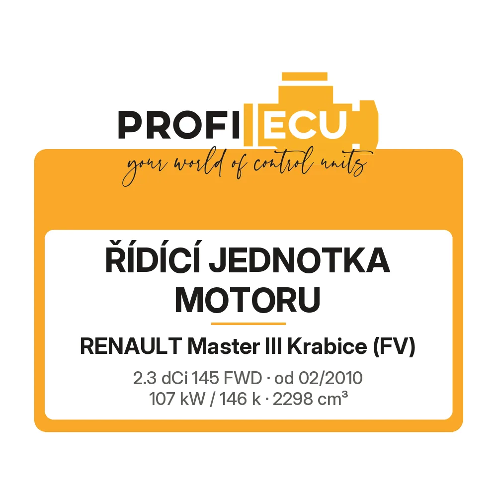 Etiketa ProfiECU: Řídící jednotka motoru pro Renault Master III Krabice 2.3 dCi 145 FWD 107 kW