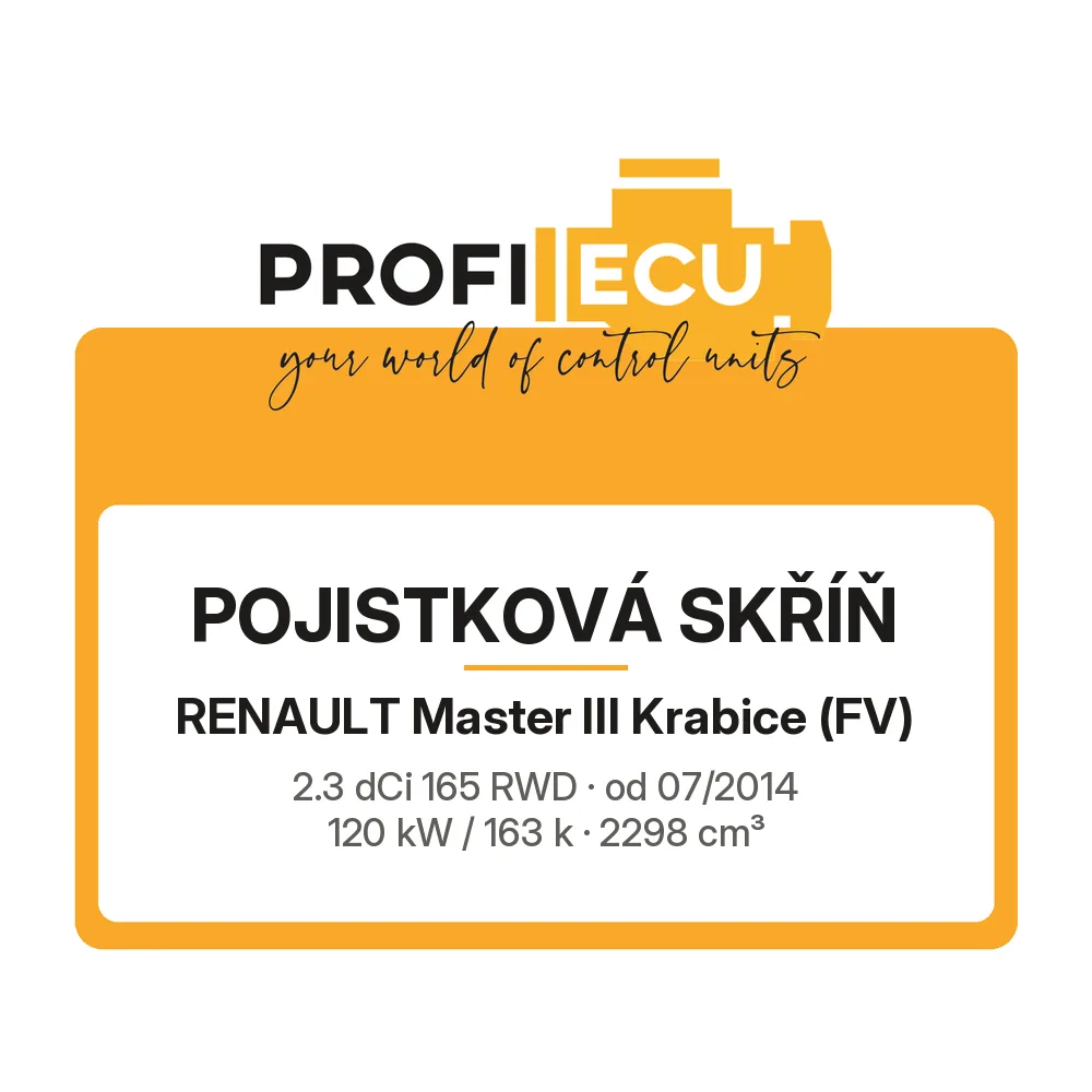 Etiketa ProfiECU: Pojistková skříň pro Renault Master III Krabice 2.3 dCi 165 RWD 120 kW