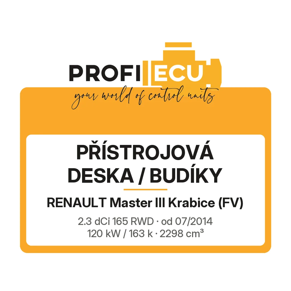 Etiketa ProfiECU: Přístrojová deska / Budíky pro Renault Master III Krabice 2.3 dCi 165 RWD 120 kW